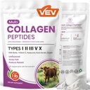 VEV Multi Collagen Peptides Powder, 16 oz (41 Servings) – Tipo I, II, III, V, X, Hydrolyzed Collagen, Hyaluronic Acid Power, Biotin, Vitamina C, Soporta la piel, desarmado, disuelve fácilmente
