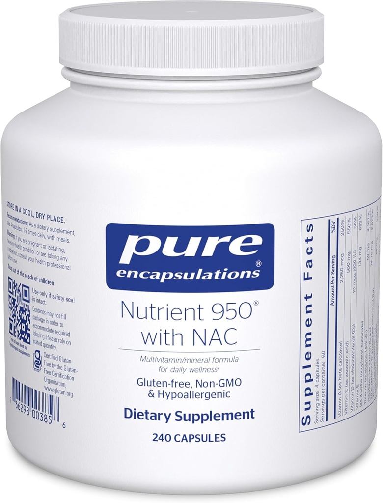 Encapsulaciones puras Nutrient 950 con NAC fort ayuda a proporcionar soporte adicional para inmunes Silencio 240 cápsulas