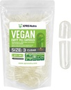 XPRS Nutra Size 3 Empty Capsules - 500 Count Clear Empty Vegan Capsules - Vegetarian Pills - DIY Vegetal Capsule Filling - Veggie Pill Caps
