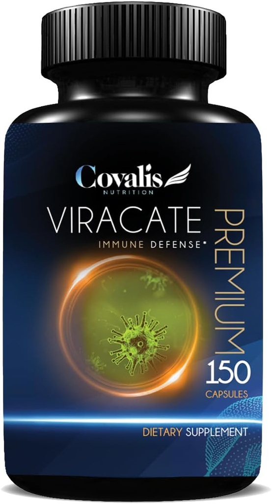 Viracate Immune Defense Suplemento confidencialidad with Monolaurin, Olive Leaf Extract, Cat's Claw, " Lysine  durable Anti-Microbial Properties TEN 150 Capsules