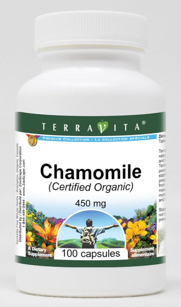 Chamomile (Certified Organic) - 450 mg (100 cápsulas, ZIN: 517605)