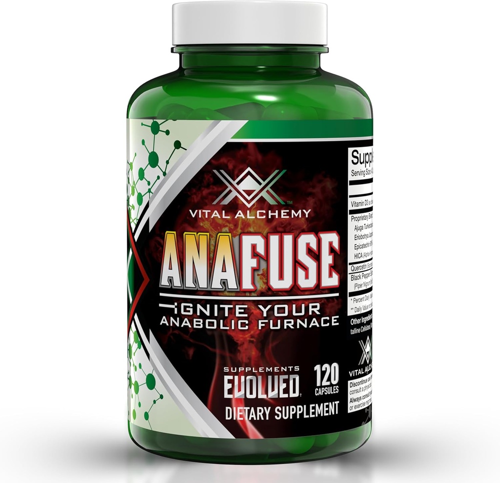 Vital Alchemy Anafuse Turkesterone Suplemento para Hombres, Epicatechin, Quercetin, Black Pepper, y Más - Aumentar la resistencia, Lean Muscle Growth " Recovery - USA Made " Non-GMO - 120 Vegan Capsules