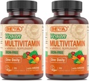 DEVA Vegan Multivitamina y Suplemento Mineral - Una fórmula de vitamina diaria con verdes - Iron Gratis - 90 tabletas caladas (Pack de 2)