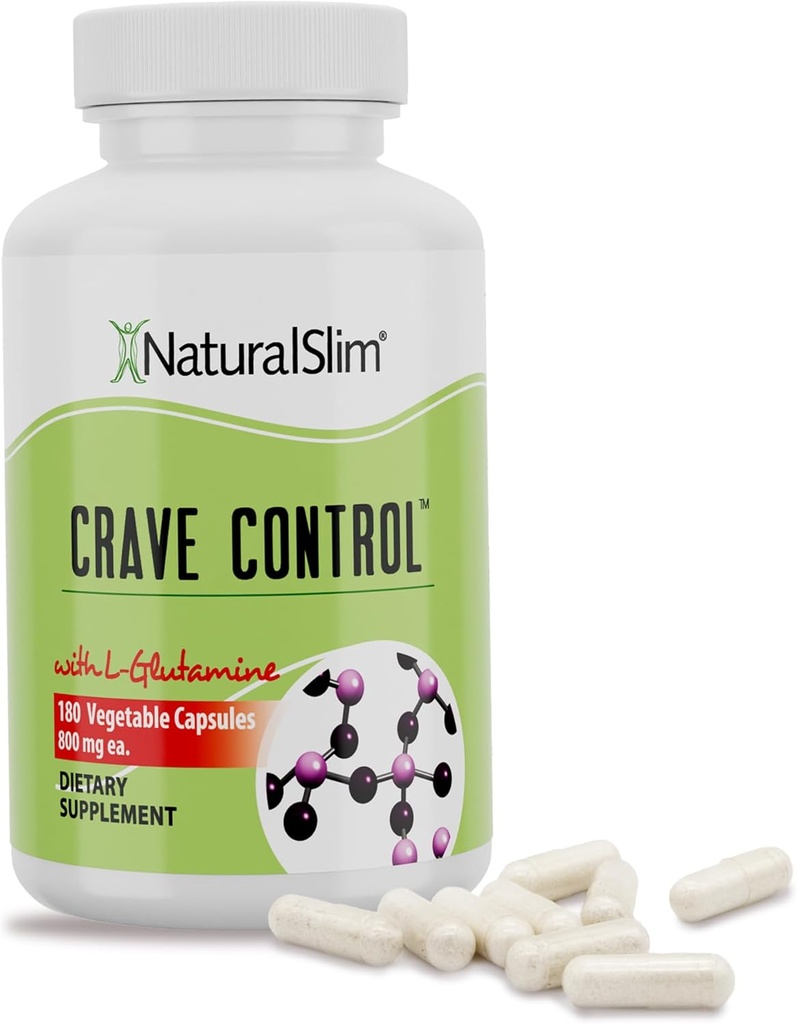 NaturalSlim Natural Appetite Suppressant - Craving Blocker Sugar " Refined Carbs Crave Control - Energía " Metabolism Booster con L Glutamine " Thiamine B1 Suplemento - 180 Vegetable Capsules