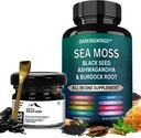 Sea Moss y Shilajit Bundle con puro Shilajeet Resin " Moss Capsules - Mar irlandés Mos con aceite de semilla negra, Ashwagandha, Burdock, Black Pepper " Gold Grade Shilajit for General Wellness