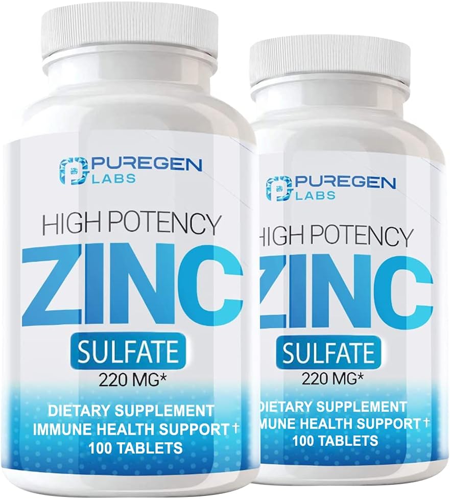 Laboratorios de puré de zinc Sulfato 220 mg Suplemento dietético Tabletas - 100 Cuenta (Pack of 2)