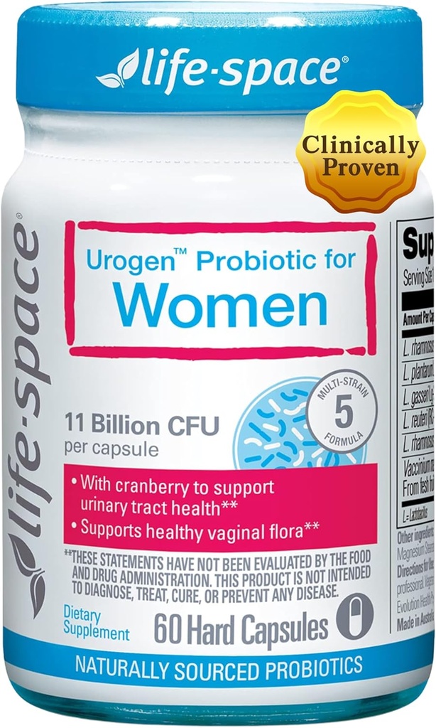 Probiótico urógeno con arándanos para la salud del tracto urinario, probiótico femenino con Lactobacillus rhamnosus limitadoreuteri. para la salud vaginal, 11 millones de UF por cápsula, 2 meses de servicio-60 cápsulas