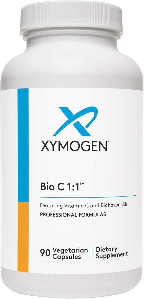 XYMOGEN Bio C 1:1 - Suplemento de vitamina C de alta potencia con Citrus Bioflavonoides - Antioxidante + Immune Support, promueve la síntesis de colágeno (90 cápsulas de vitamina C)