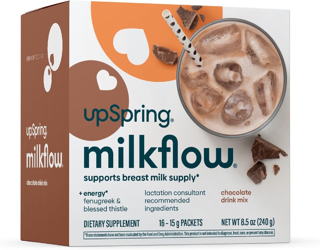UpSpring Milkflow Electrolyte Berry & Chocolate Breastfeeding Suplemento de Bebidas Mezclas con Fenugreek para apoyar el suministro de leche*