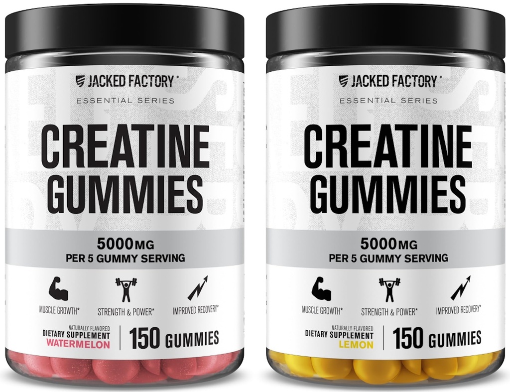 Gato de fábrica Creatina Monohydrate Gummies 5g Daily Dose (1g per Gummy) - Cretina Gummy para hombres y mujeres, Vegan-Amigo, Viajes bienvenidos, Terceros testados - 150 Gummies, Watermelon &amp; Lemon