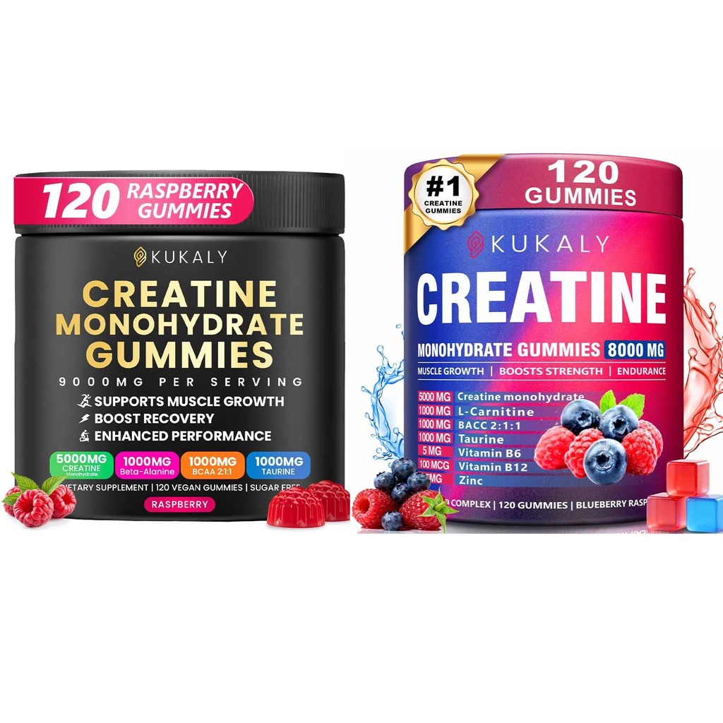 Cretina Monohydrate Gummies para Hombres &amp; Mujeres, 9000MG Creatine Gummies Sugar Gratis -BCAA 2:1, B12 B6 para Fuerza Boost, Focus &amp; Endurance, Vegan, No GMO