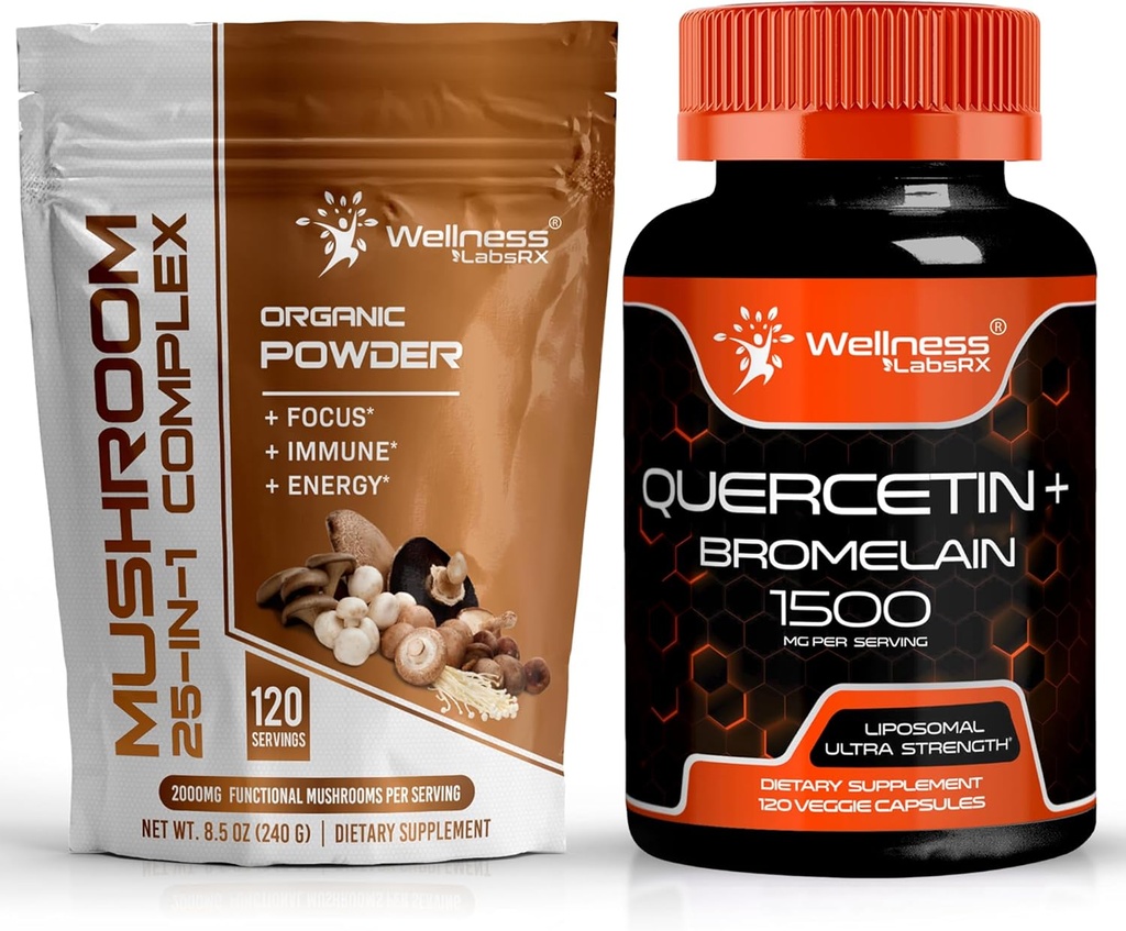 Mushroom Powder 2000mg - Quercetina con Bromelain Suplemento - 1500mg