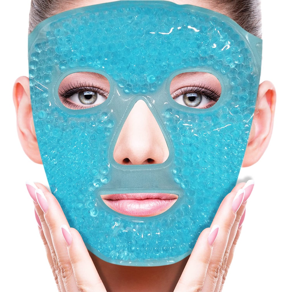 [BRSWGGQNOV4AIADD] ZNÖCUETÖD Cold Face Eye Mask Ice Pack reduce Facial Puff, Dark Circles, Gel Beads Hot Heat Cold Compress Pack, Face SPA for Woman Sleeping, Pressure, Headaches, Skin Care, Post Laser Care[Blue]
