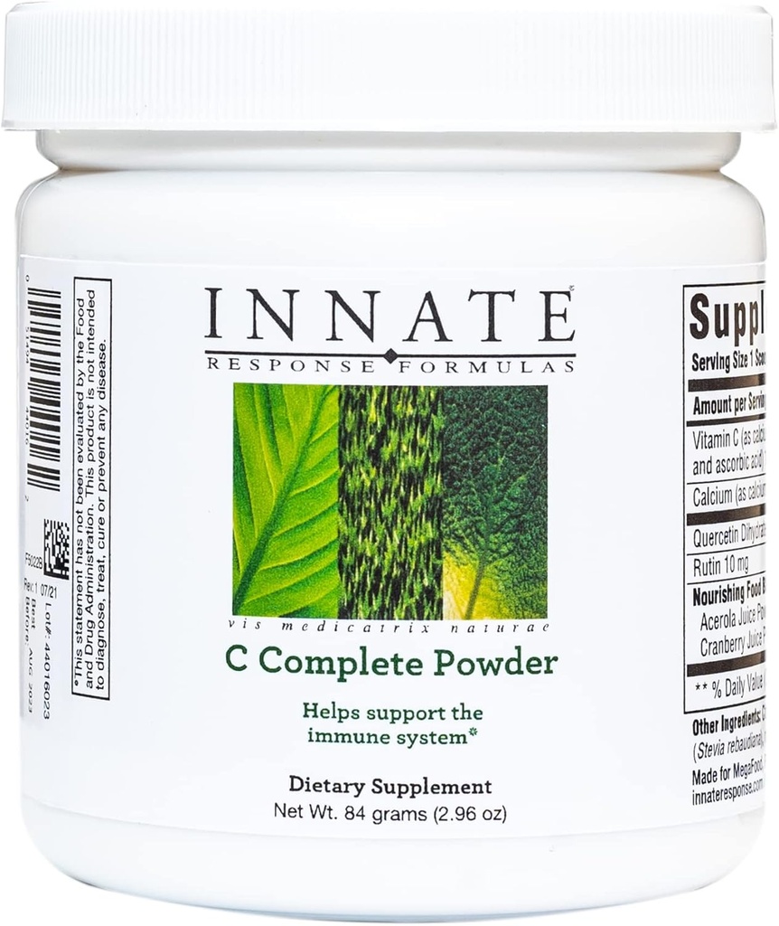 INNATE Fórmulas de respuesta C Completa Polvo - Suplemento de Polvo Antioxidante Vitamina C - Ayuda al Sistema Inmunitario - Vegetariano y No-GMO - 2.96 Oz. (30 Servimientos)