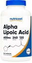 Nutricost Alpha Lipoic Acid 600mg Por Serving, 240 cápsulas - Gluten Free, Vegetarian Capsules, Soy Free &amp; Non-GMO