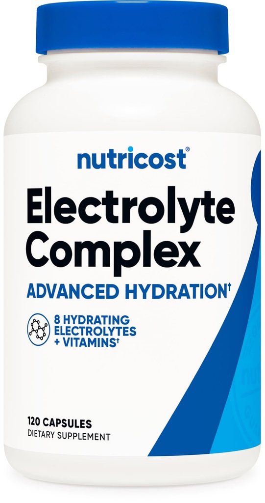 Nutricost Electrolyte Complex Advanced Hydration (120 Capsules) - 8 Electrolitos hidratantes & Vitaminas, Gluten Free, Non-GMO, Vegetarian