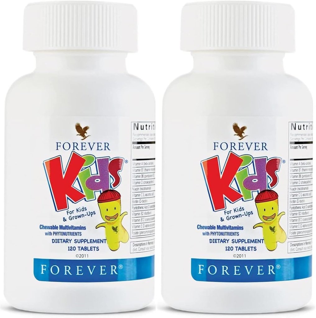 Para siempre Vivir - Niños Multivitamínicos Chewable - Grape Flavor for Healthy Growth and Development - Sin Sabores Artificiales - 120 Tabletas (Pack of 2)