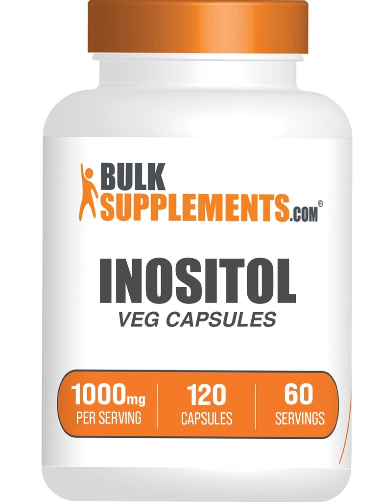 BulkSupplements.com Inositol Capsules - Vitamina B8, Inositol 1000mg para el bienestar general - Gluten Free, 2 cápsulas por servicio, 120 Cuenta (Pack of 1)