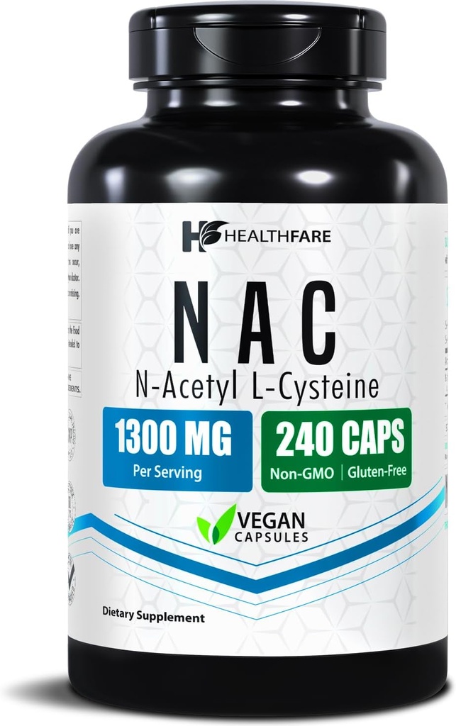 NAC N-Acetyl L-Cysteine Supplement TEN 1300mg High Potency TEN 240 Vegan Capsules ANTE Respiratory " Antioxidant Support, Cellular Energy " Liver Support ← Non-GMO, Gluten-Free, Made in USA