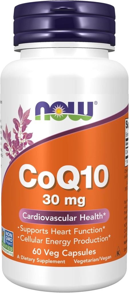 AHORA Suplementos, CoQ10 30 mg, Grado Farmacéutico, Forma All-Trans producida por Fermentation, 60 cápsulas de Veg