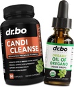 Candi Cleanse & Oregano Caídas de petróleo - Extra Strength Probiotic Complex Cleanser " Organic Liquid - Natural Oral Herbal Caprylic Acid Capsules " Oil of Oregano Drops Tincture Extract