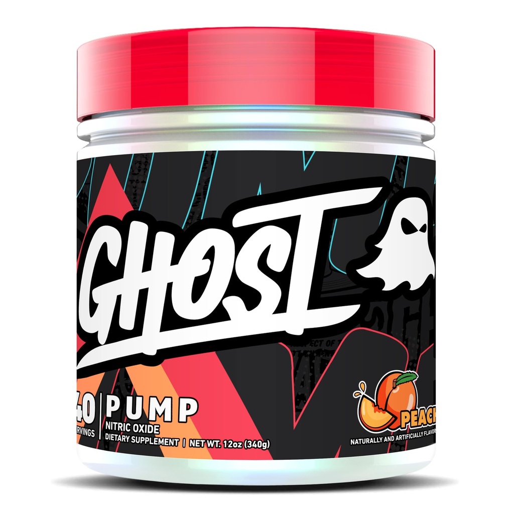 Bomba GHOST Nitric Oxide Powder, Peach - 40 Servings - Suplementos de Pre-Trabajo Libres de Azúcar - L-Citrulline, Arginine Nitrate & L-Glutathione - Soy &amp; Gluten-Free, Vegan