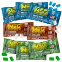 MEG - Energía Militar Gum Silencioso 100mg de Caffeine Per Piece + Aumentar Energía + Potencia de rendimiento físico + Multi sabores de la menta ártica , Spearmint, & canela + 8 paquetes (40 cuenta)