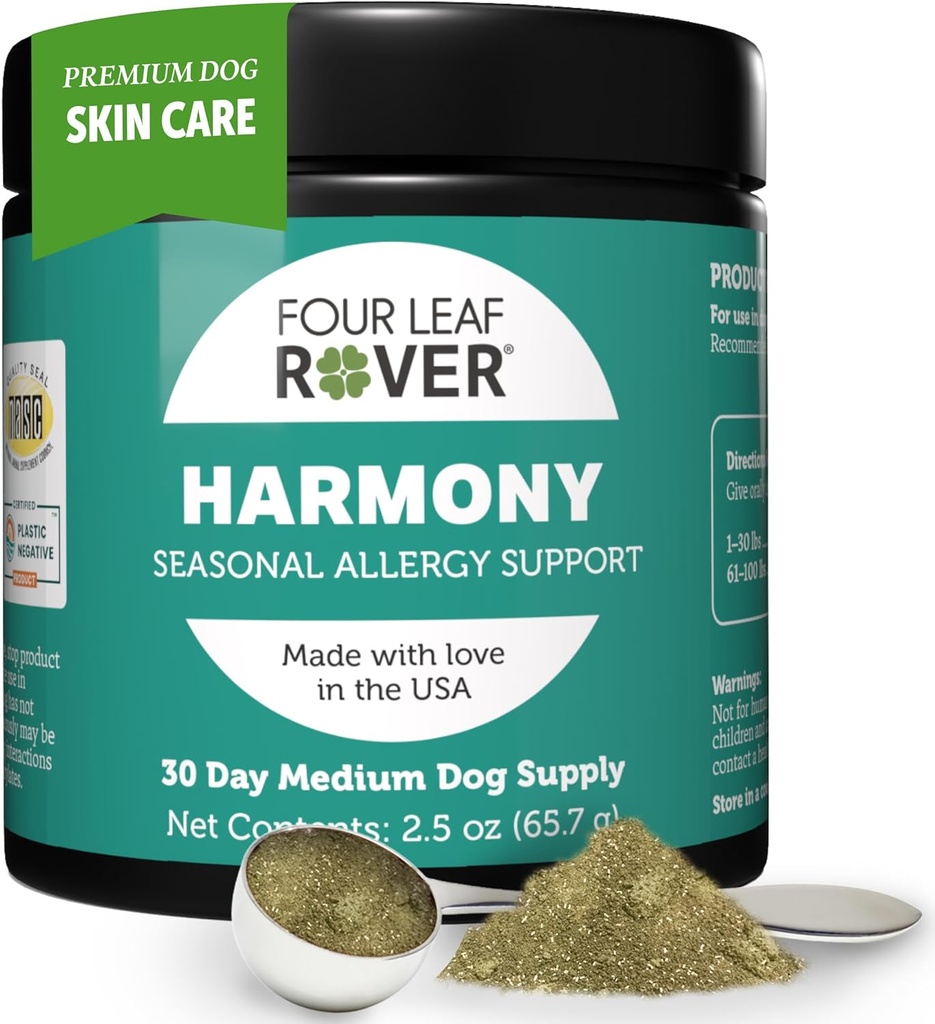 Armonía - Suplemento de piel y carne con quercetina para perros - Soporte de histamina equilibrado para alergias estacionales y ambientales - Formulado veterinario