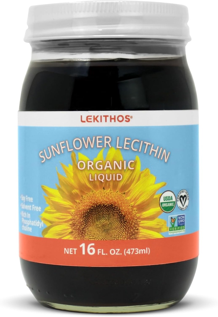 Organic Sunflower Lecithin Liquid - 16 fl oz - Certified USDA Organic - Cold Pressed (Solvent Free) - Non-GMO Proyecto verificado