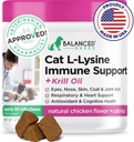 Gatos de L-Lysine equilibrados Immune Support Soft Chews Made in USA Vet-Pharmacist Aprobada Alivio Estacional Alivio de Alergia Cat Vitaminas Indoor Cats Suplementos Krill Oil Asthma Relief Cat Lysine Treats NonGMO
