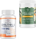 Urolithin A Suplemento 1500MG Plus Brown Proteína de arroz + Super Verdes Suplemento Superalimentos de Polvo con Electrolitos & Hierbas Tonicas