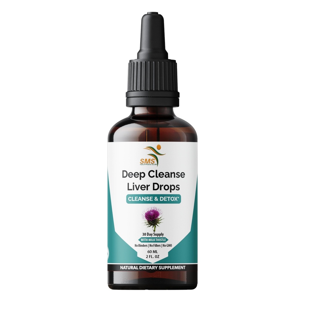 Deep Liver Cleanse Liquid Drops with Milk Thistle, Artichoke Extract, Dandelion Leaf " Turmeric Curcumin for Detox, Repair " Immunity - Organic, Non-GMO - 2 fl oz Bottle