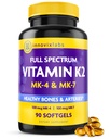 InnovixLabs Full Spectrum Vitamin K2-90 Softgels con 600 mcg de forma trans MK7 y MK4 - Apoya la salud general y la fuerza ósea - Soy y Gluten suplemento de vitamina K2 gratis