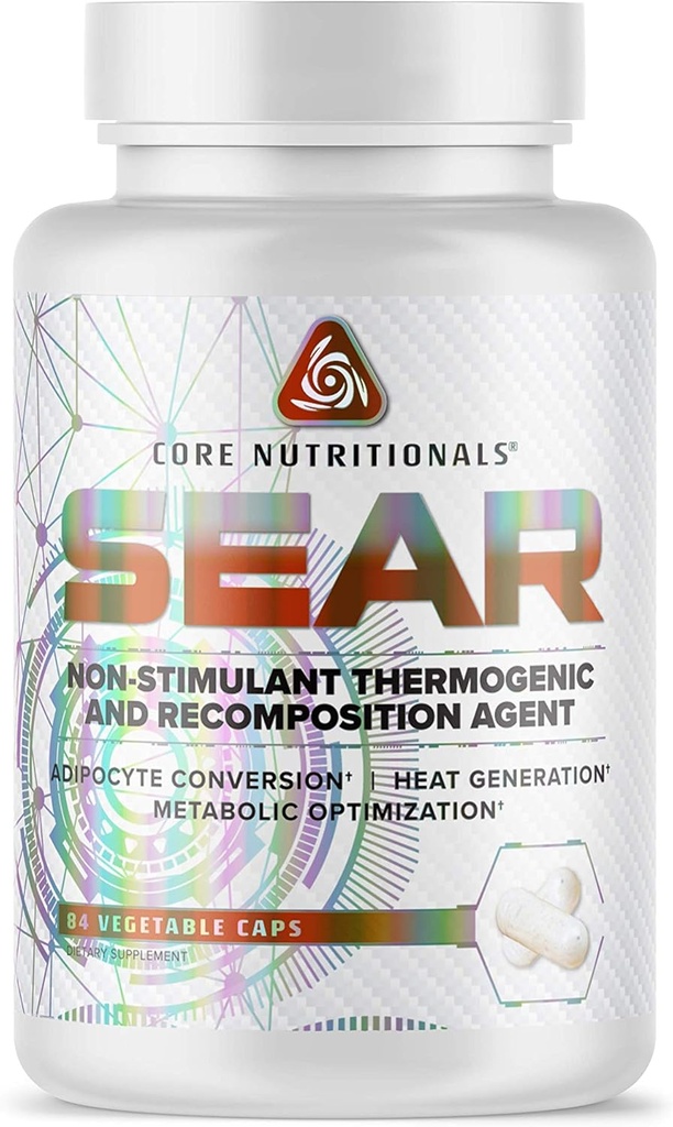 Core Nutritionals Sear Thermogenic & Recomposition Agent ← Non Stim Fat Burner Silencioso de gestión de pesas Apoyo Silencio con Paradoxine Grains of Paradise TEN 84 Vegetable Capsules