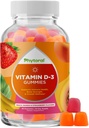 Gummies de vitamina D para adultos - Delicious Daily Vitamin D3 Gummies with D3 2000IU per Serving - Gluten and Gelatin Free Non-GMO Gummy for Adult Immunity Support (1 Mes)
