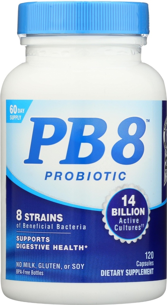 Nutrición Ahora PB8 Acidophilus Probiotic, Gluten Free, 120 Capsules (Pack of 1)