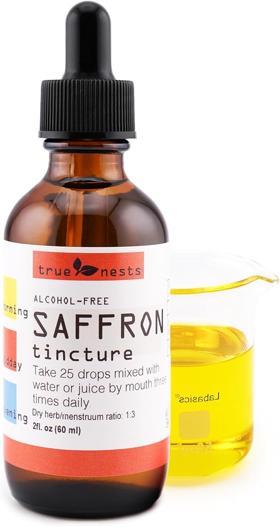 Tintura de Safron Orgánica – Extracto de Saffron puro – Suplemento líquido de Saffron Crocus Premium – Natural, Vegano, No GMO – Puro Saffron Liquid Extract 2oz
