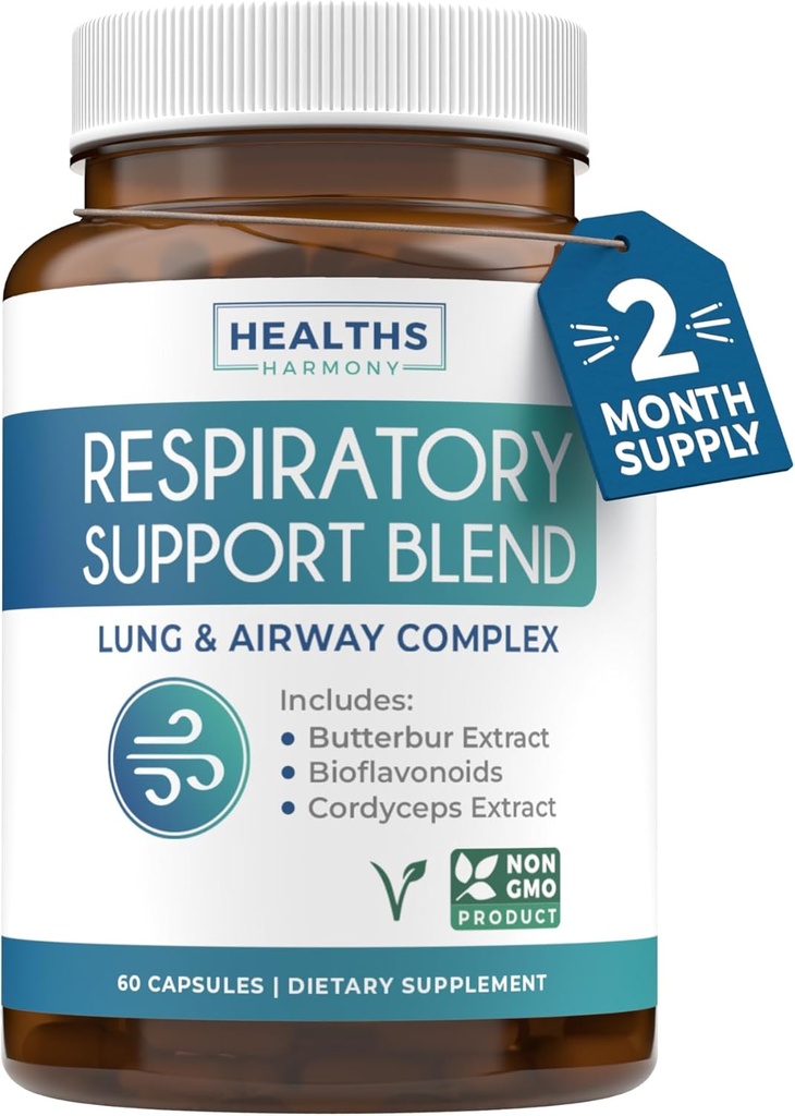 Respiratory Lung Health Supplement - Invigorating Lung Support Supplement Helps Support Clear Airways Mucus Removal and Seasonal or Year Round Detox - Vegan Herbal Non-GMO Formula (2 Months Supply)
