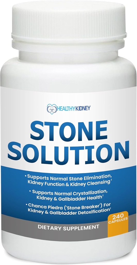 Solución de piedra Capsules- Dissolver natural, Apoyo a la Piedra de Riñón & Limpiador de Riñón, 60 Serviciones + Escudo de Riñón 120 Caps Suplemento de Riñón para apoyar la función normal del riñón y apoyar la salud del riñón