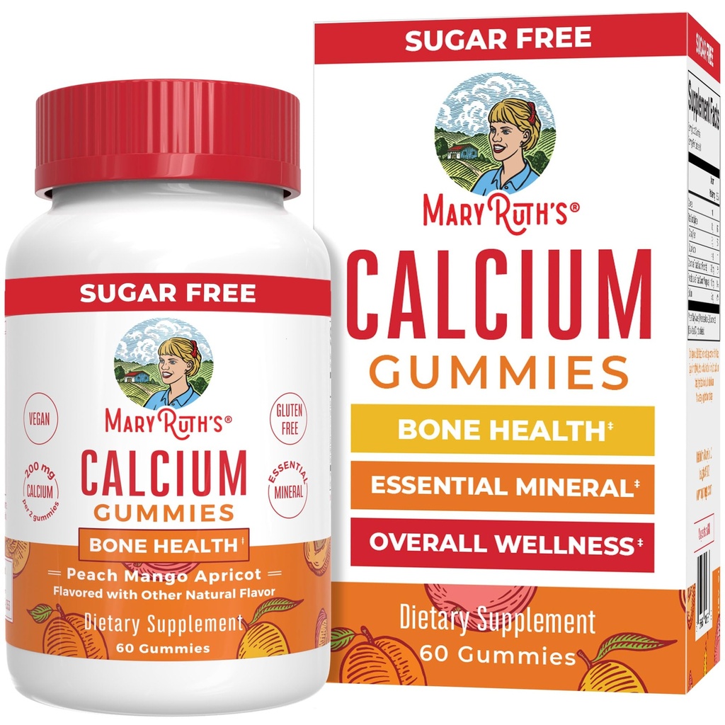 MaryRuth Orgánicas Calcio Suplemento Silenciosos Azúcar Gratuito Calcium Gummies for Women and Men Ages 14+ Silencio Fuertes Huesos y dientes Silenciosos Minerales Esenciales