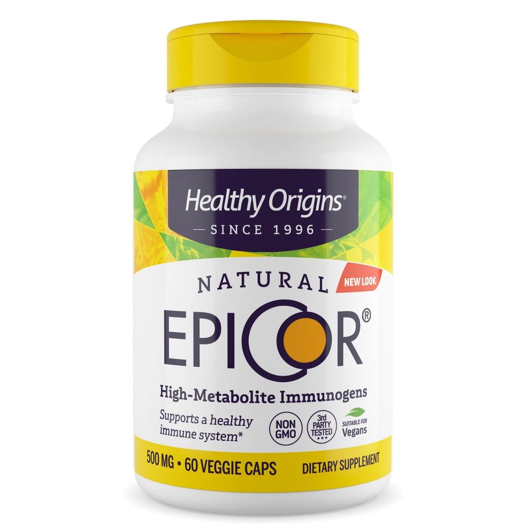 Orígenes saludables EpiCor 500 mg (Apoyo inmunológico, no GMO, Gluten Free), 60 cápsulas vegetales