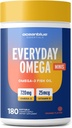 Oceanblue Essentials Todos los días Omega Minis ← Burpless Fish Oil with Vitamin D3  durable Heart and Immune Support ← Fácil de Swallow Mini Softgels ANTE Orange Flavor ← Fuente de 3 meses (180 Cuenta Minicap)