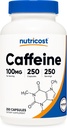 Nutricost Caffeine Pills 100mg Por Serving, 250 Capsules