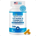 Complejo de vitamina B interior - Fully Methylated Active B12, B6, Folate - for Energy, Focus, Mood &amp; Nerve Health - Non-GMO Vegan Gluten-Free with B1, B2, B3, B5, B7-90 Capsules for 3 Months