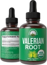 USDA Organic Valerian Root Liquid Drops Suplemento. Extracto vegano Tintura para la relajación, el sueño, la calma. Gran alternativa a las cápsulas valerianas. Cero Azúcar, Suplementos Gratuitos para Mujeres y Hombres