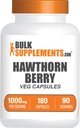 BulkSupplements.com Hawthorn Berry Capsules - Suplemento Herbal, Hawthorn Berry Extract 1000mg - Gluten Free, 2 cápsulas por Serving, 180 Cuenta (Pack of 1)