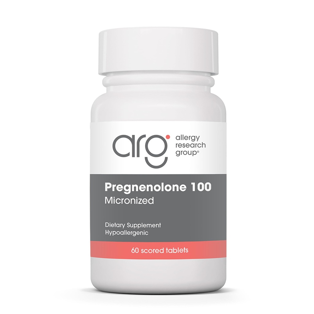 Allergy Research Group Pregnenolone 100mg - Progesterone Supplements for Women &amp; Men, Hormone & Stress Support with Natural Wild Yam, Micronized Pure Lipid Matrix, Plant Based - 60 Tablets