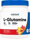 Nutricost L-Glutamina Powder 500 Grams (Fruit Punch) - (76 Servings per Bottle)