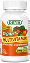 DEVA Vegan Multivitamina y Suplemento Mineral - Una fórmula de vitamina diaria con verdes - Iron Gratis - 90 tabletas caladas, 1-Pack