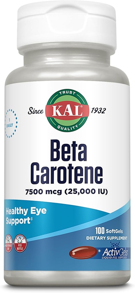 KAL Beta Caroteno 25,000 IU Tablets, 100 Conde